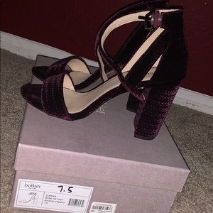 velvet ankle strapped heels